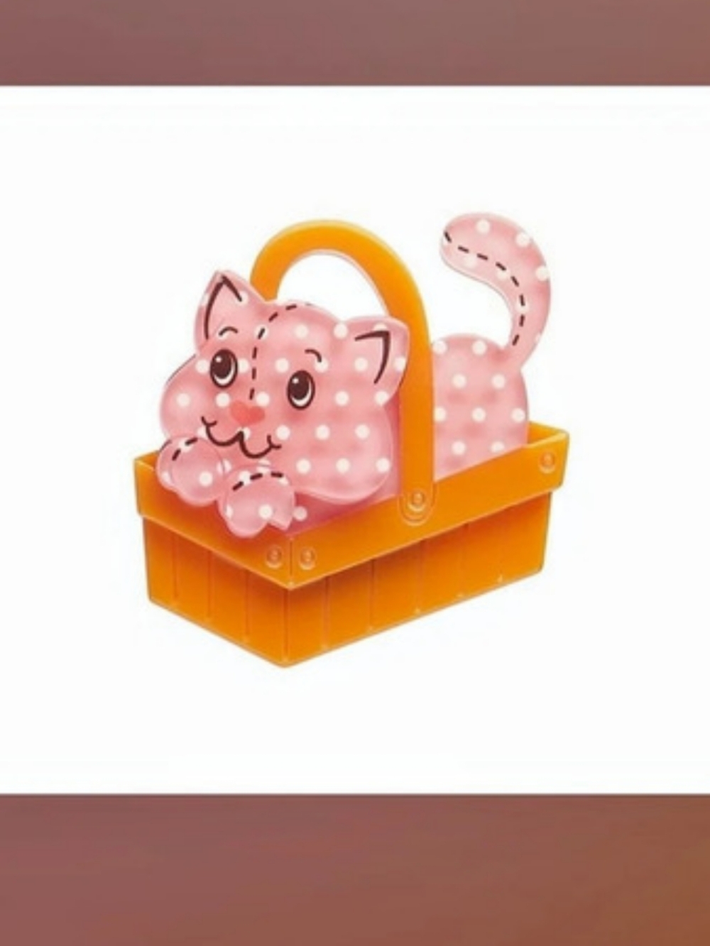 Erstwilder Cozy Custard Cat Mini Brooch Strawberry Shortcake